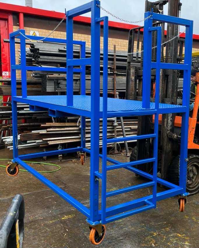 Mobile Steel Access Work Platform Stillage fabricated by Gateway Fabrications in Hull delivering across the UK. Competitive pricing  