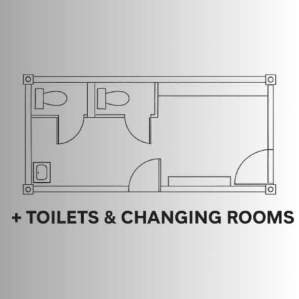 Modular Sports Container Unit Interior Aerial View changing room Design Plan by Gateway Modular - toilet and changing room for sale UK.  