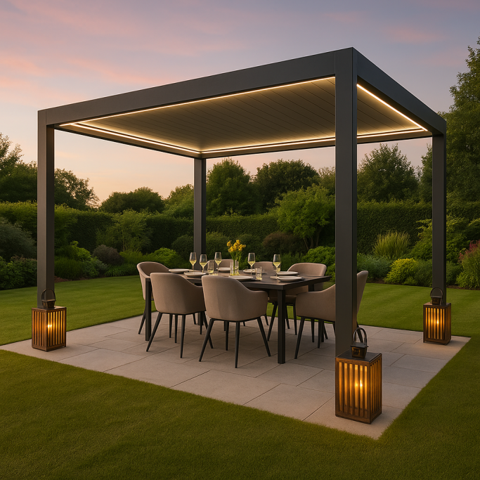 Modern garden pergola supplied and installed by Gateway Fabrications, pergola specialists in Hull, UK