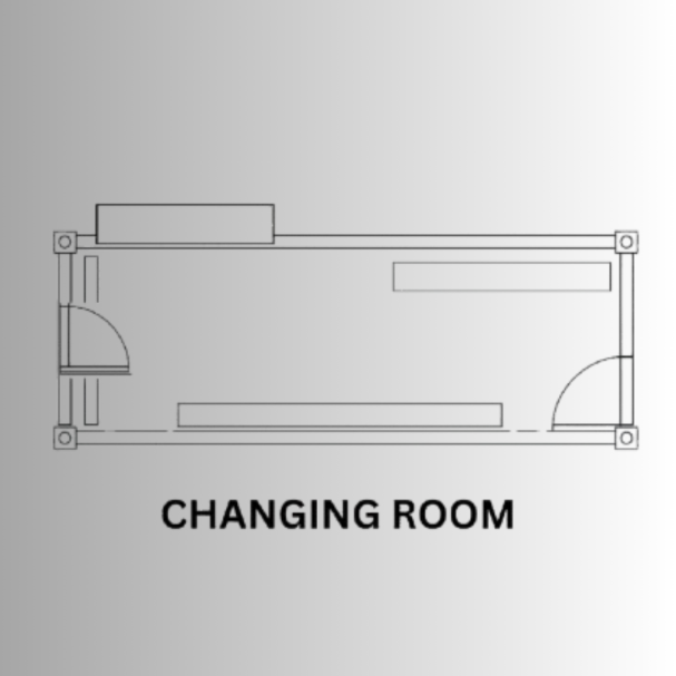 Modular Sports Container Unit Interior Aerial View Changing Room Plan by Gateway Modular - Portable Changing rooms for sale UK