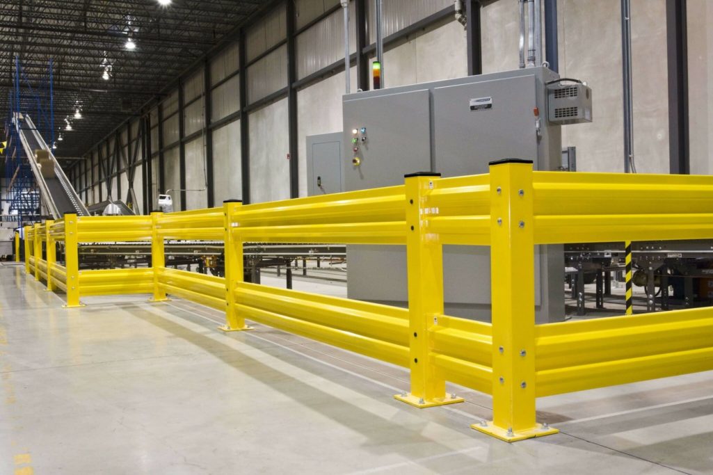 Yellow steel fabricated safety barriers for industrial use manufactured by Gateway Fabrications made in Hull delivered nationwide. 