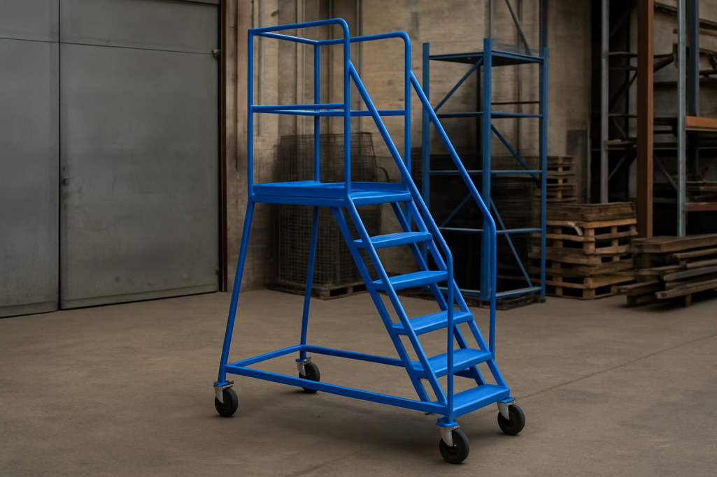 Fabricated steel roller ladder platform manufactured by Gateway Chassis in Hull delivering Nationwide 