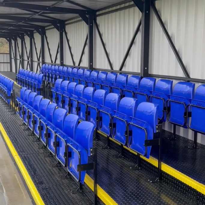 Custom sports stand seating fabricated by Gateway Fabrications for Beverley Town FC. Custom seating available across the UK. 