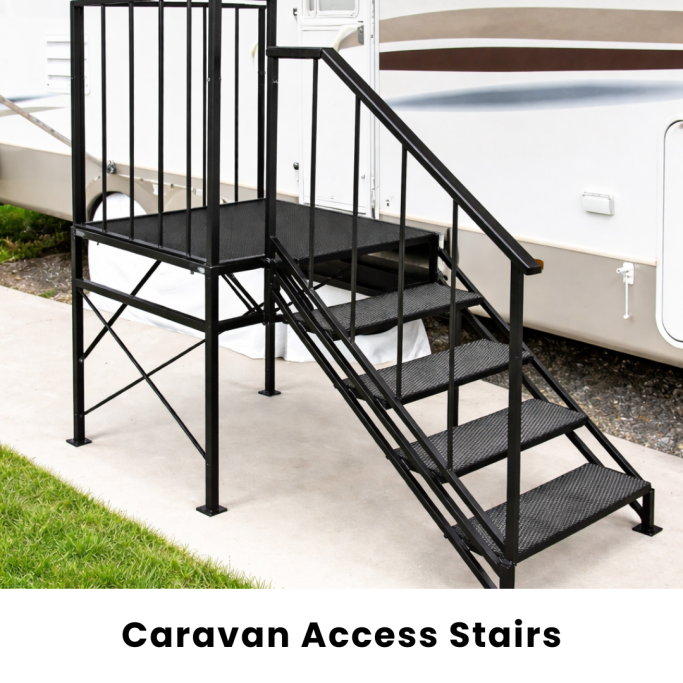 Caravan and holiday home access external stairs fabricated by Gateway Fabrications in Hull & across the UK