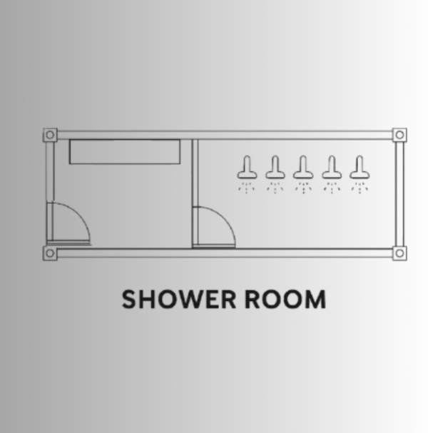 Modular Sports Container Unit Interior Aerial View Shower Block Design Plan by Gateway Modular - Shower room For Sale UK. 