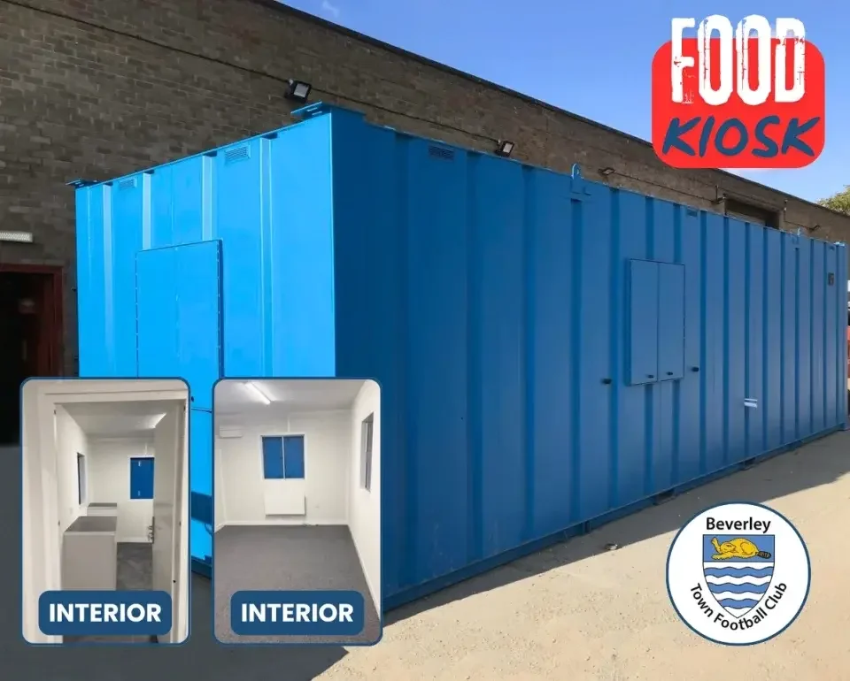 Beverley Town FC modular hospitality food kiosk built from steel, installed by Gateway Fabrications